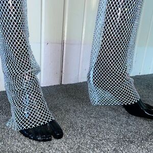 Fishnet Mesh Rhinestone Pants